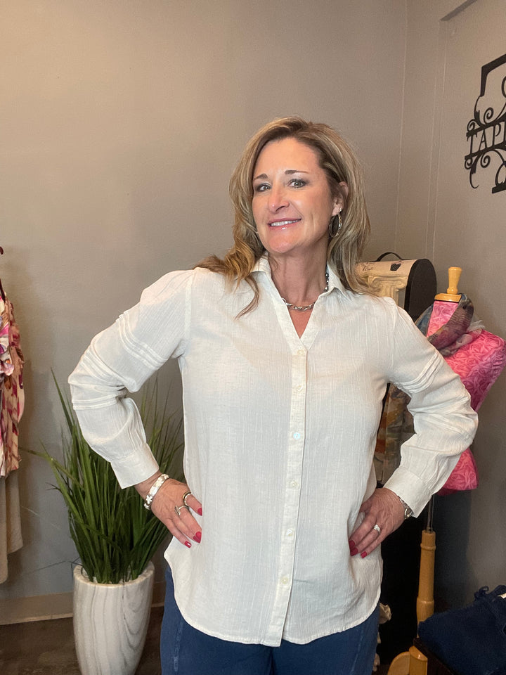 Tops, Linen Button Down Blouse