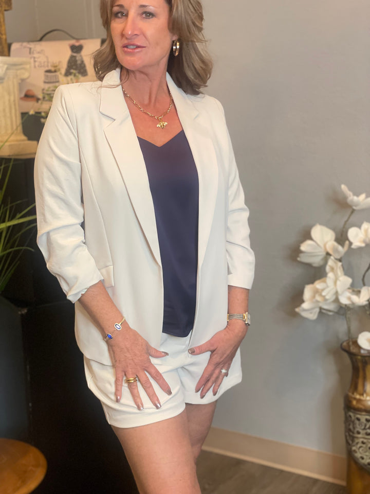 Outerwear, Shirred Sleeve Blazer