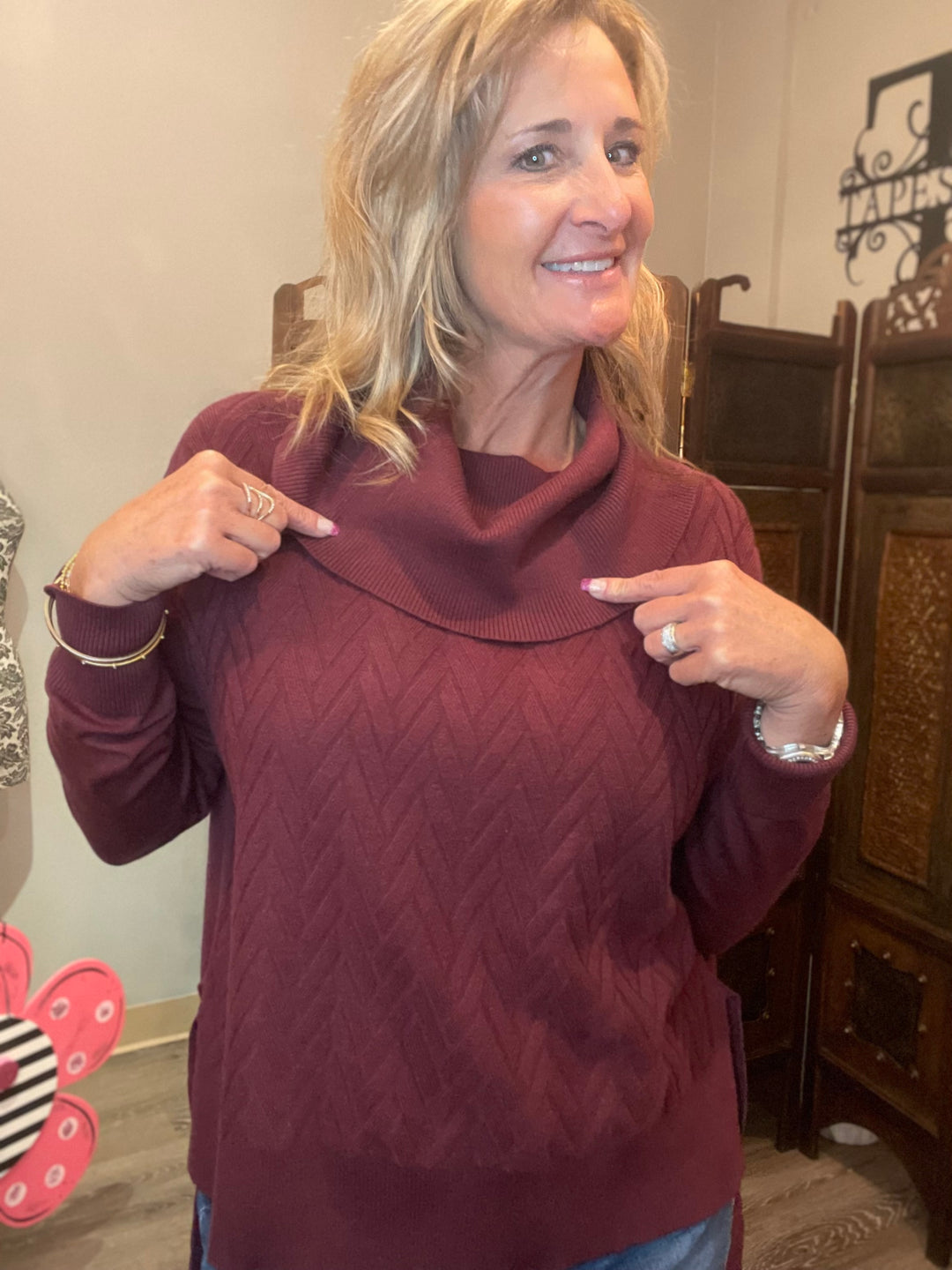 Tops, Cowl Neck w/Side Tie