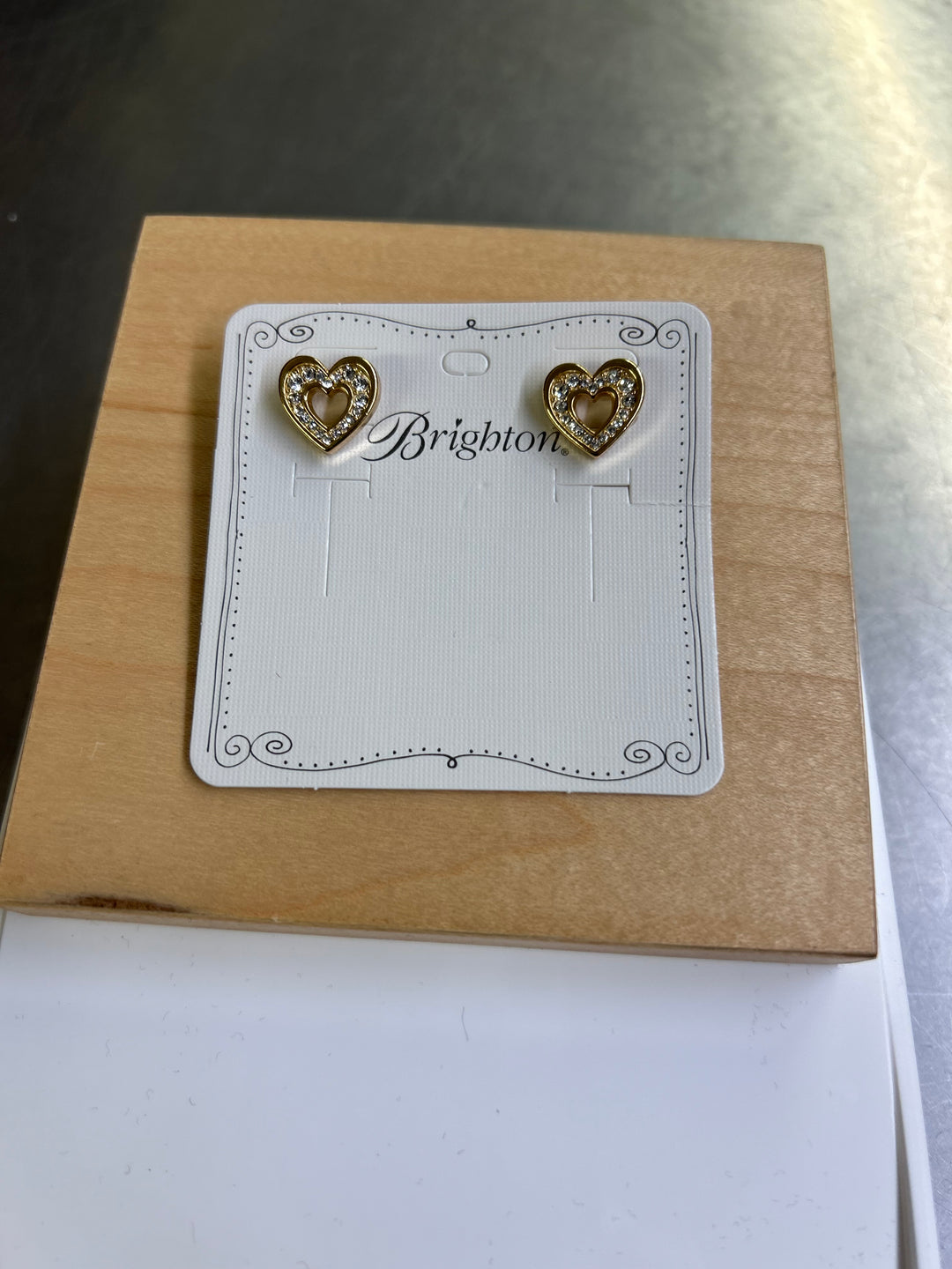 Brighton, Enchanting Heart Gold Rose Earrings