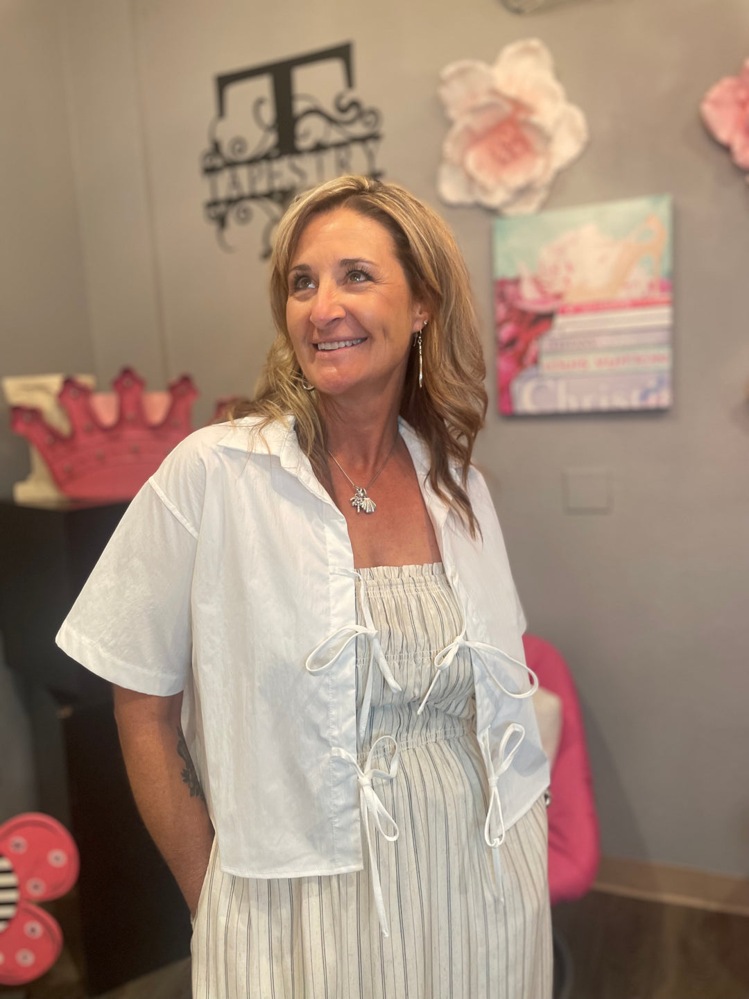 Dresses, Smocked Striped Linen Midi