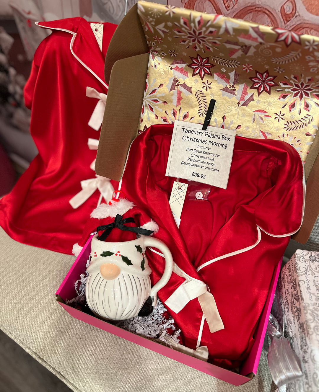 Loungewear, Satin PJ Set w/Bow