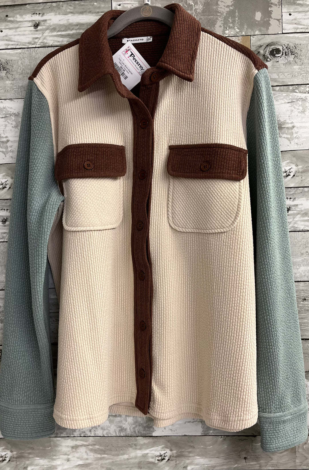 Tops, Color Block Shacket