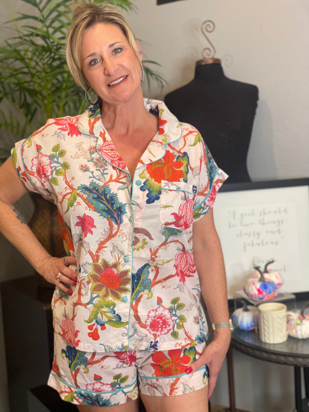 Loungewear, Pyjama 2pce Set Flower