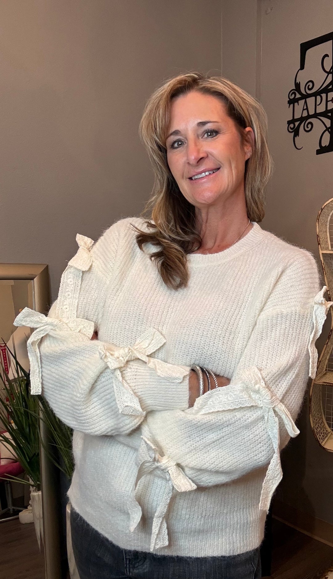 Tops, Bow Tie Sleeve Sweater