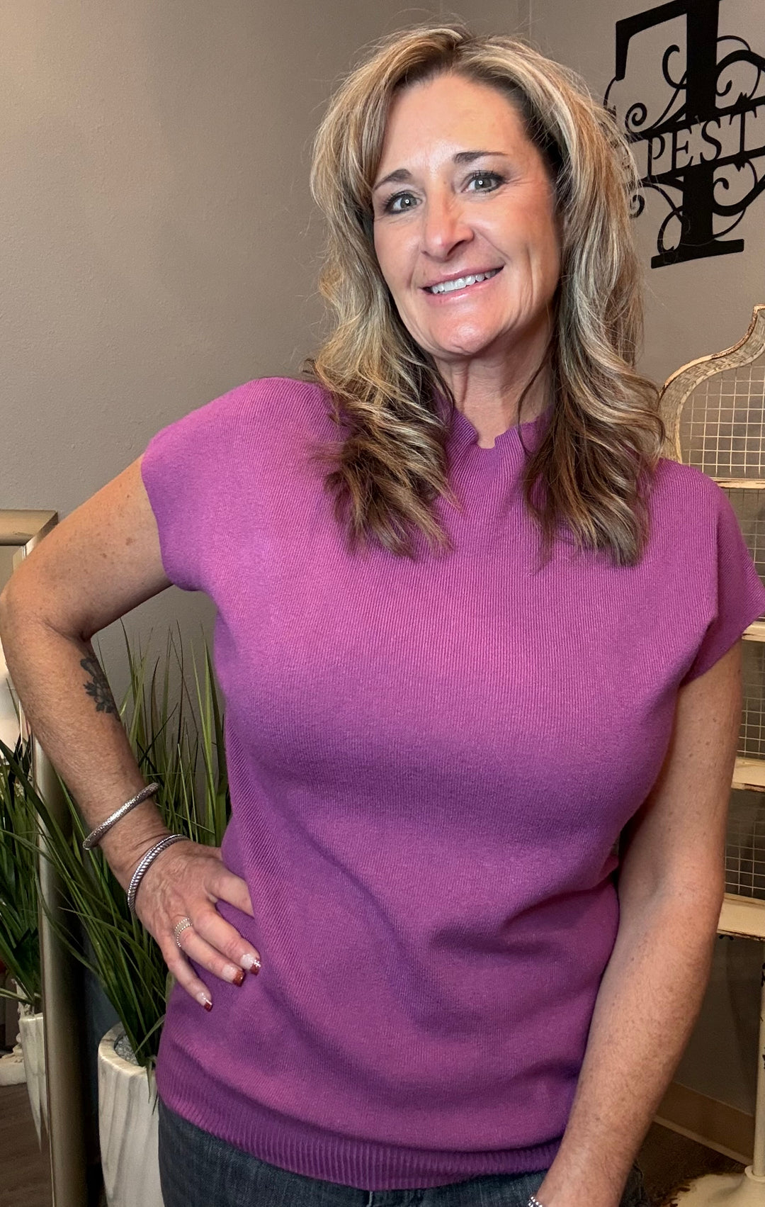 Tops, Mock Neck Knit Sweater