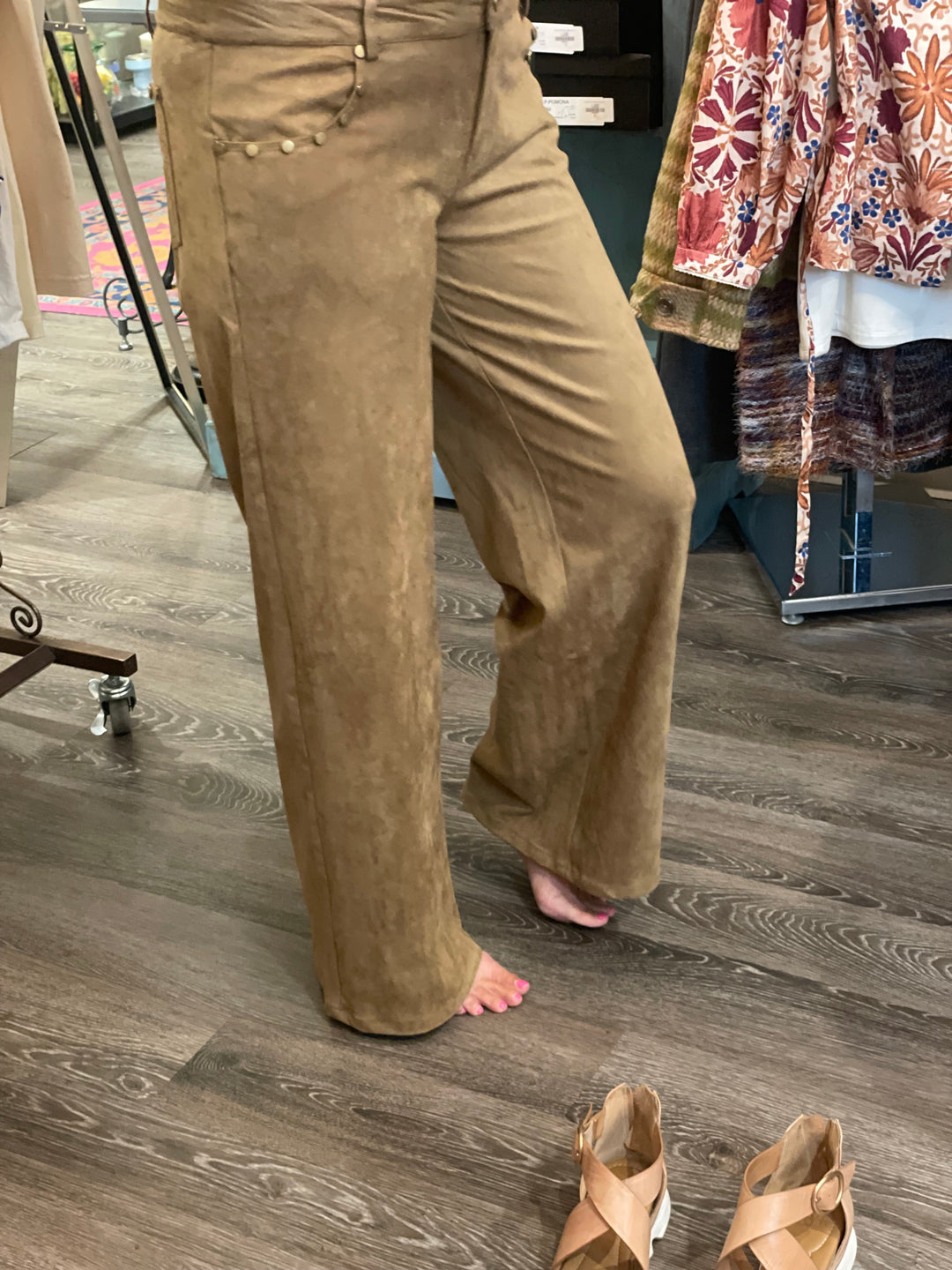 Pants, Suede Studded Detail