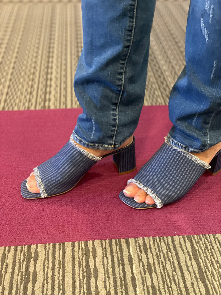 Shoes, Denim Slide With Heal