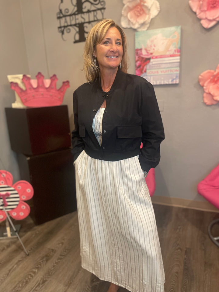 Dresses, Smocked Striped Linen Midi