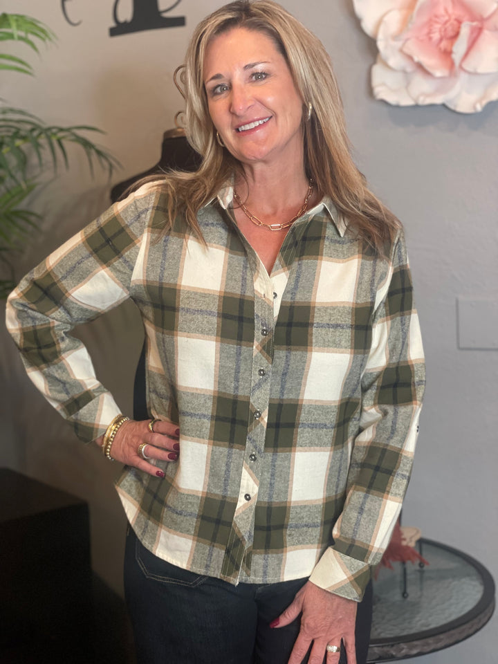 Tops, Back Button down Detail Flannel