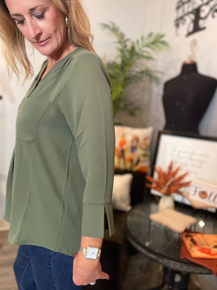 Tops, Front Pocket Blouse