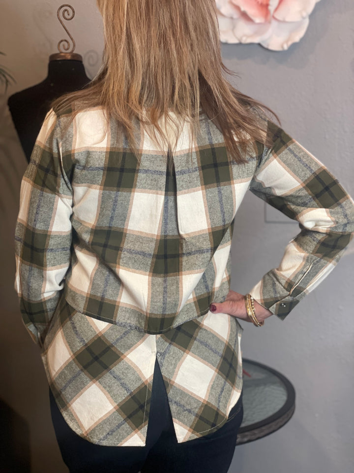 Tops, Back Button down Detail Flannel