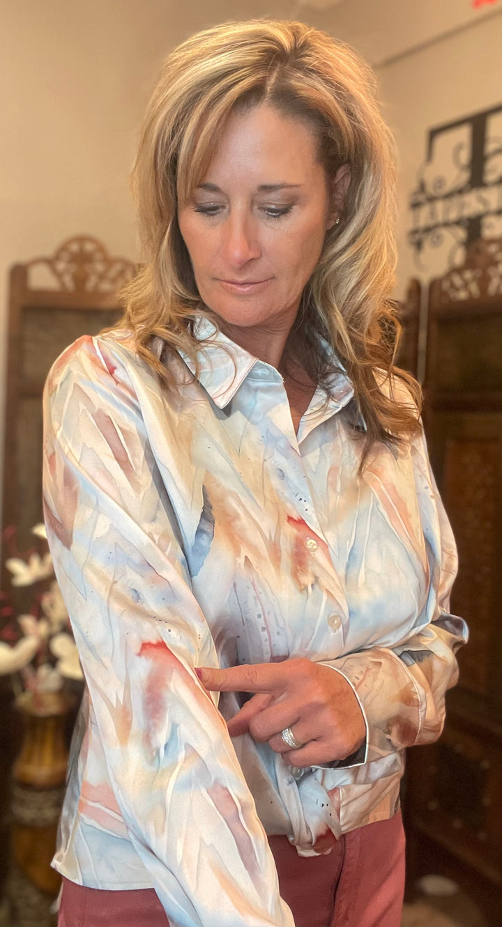 Tops, Twisted Front Button Down