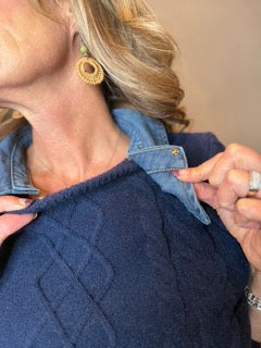 Tops, Cable Sweater w/Attachable Collar