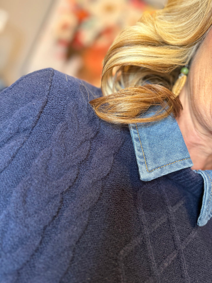 Tops, Cable Sweater w/Attachable Collar