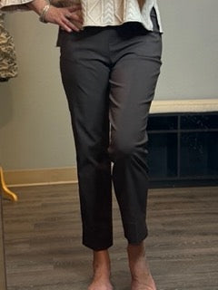 Pants, Pull On Slim Ankle Crop Brn