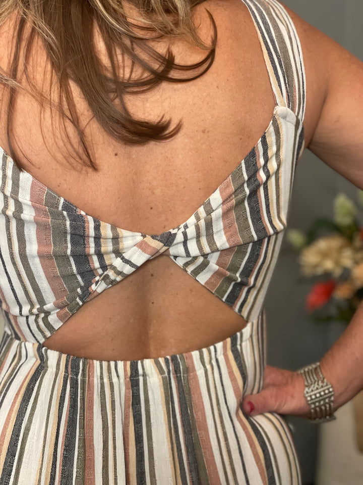 Dresses, V-Neck Tiered Stripe Maxi