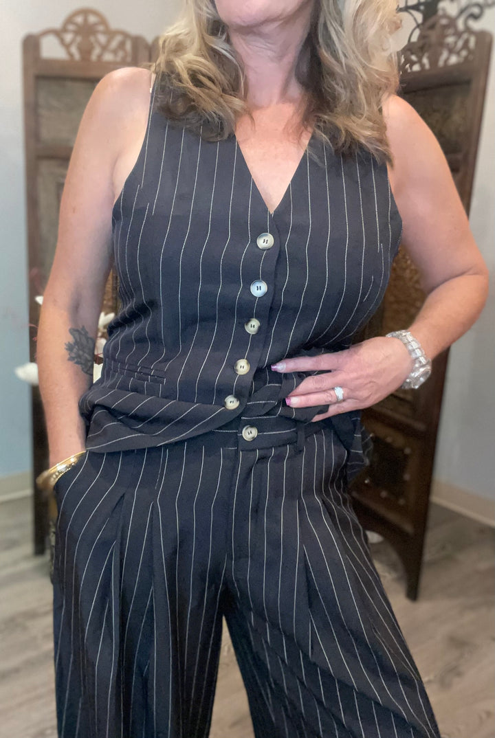 Pants, Pinstriped Front Pleat