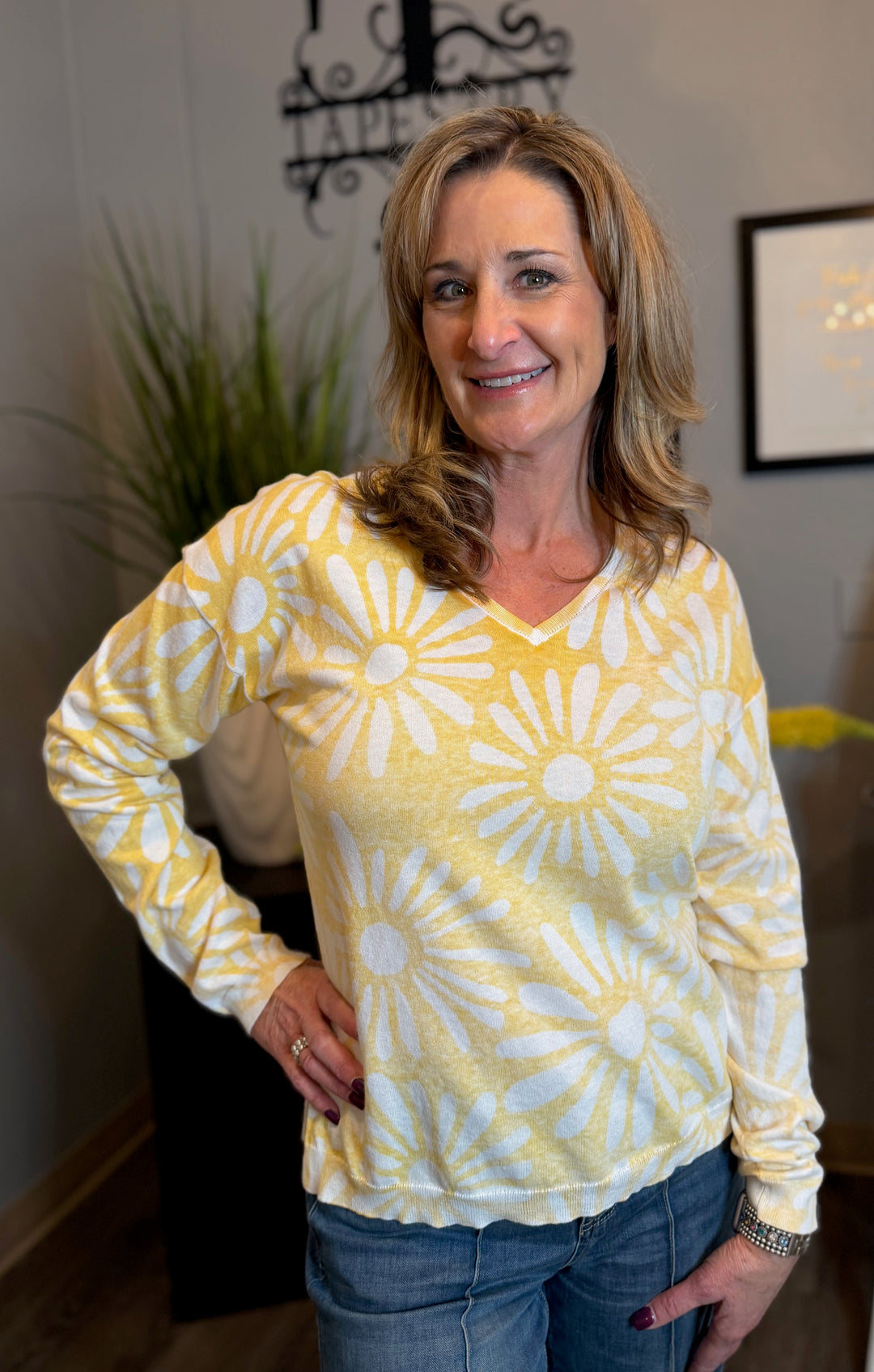 Tops, Reversible Sunflower Sweater