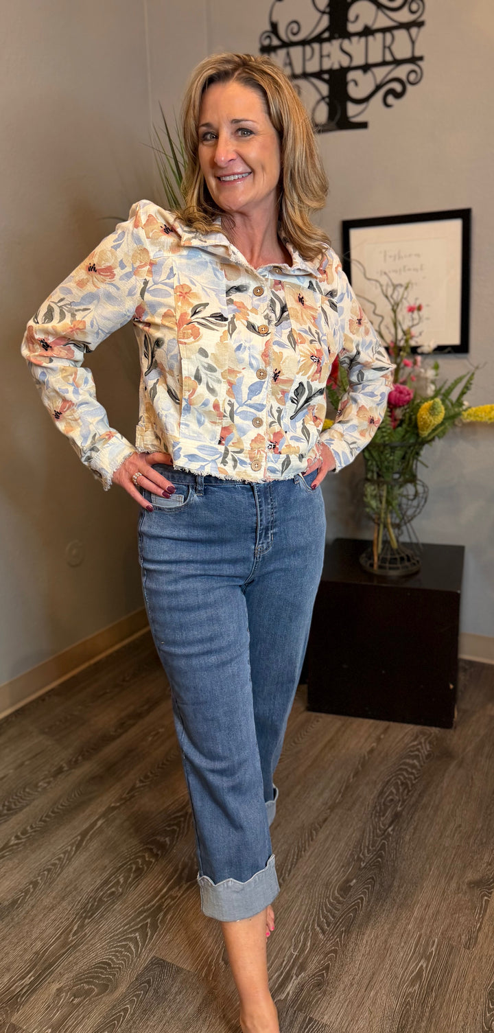 Pants, Straight Leg Cropped w/Scallop Cuff