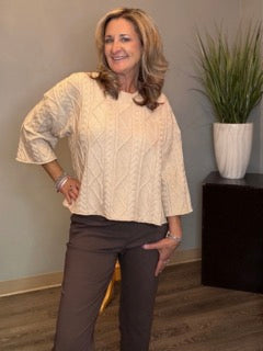 Tops, Cable Knit 3/4 Sleeve