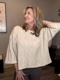 Tops, Cable Knit 3/4 Sleeve
