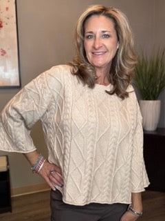 Tops, Cable Knit 3/4 Sleeve