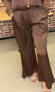 Pants, Satin Wide Leg W/Pockets