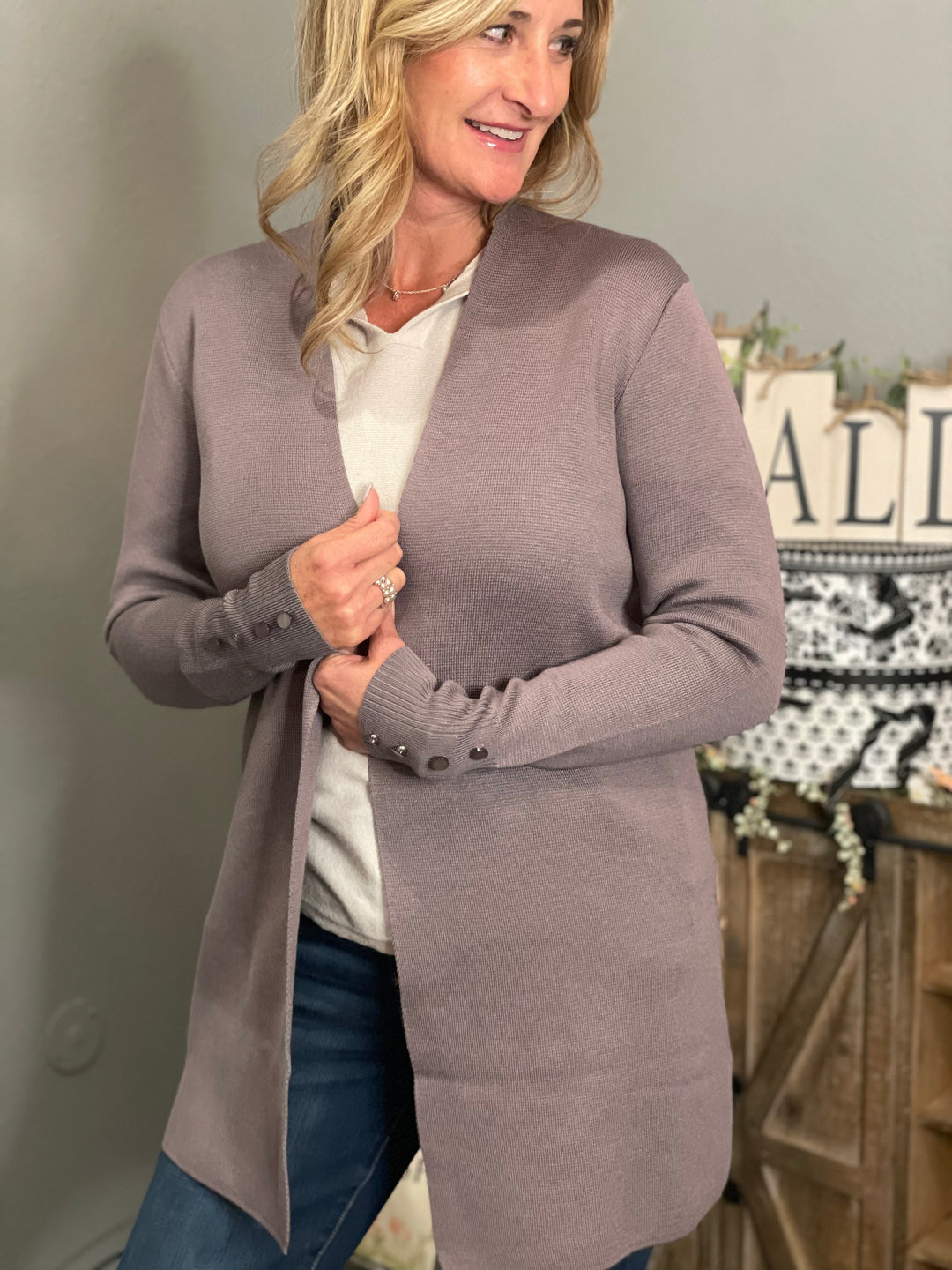 Tops, Button Sleeve Cardigan RB