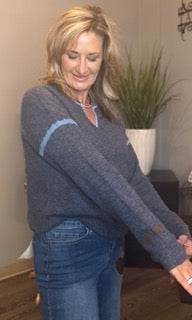Tops, Embroidered Back Drop Sleeve Sweater CB