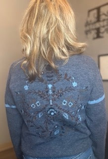 Tops, Embroidered Back Drop Sleeve Sweater CB