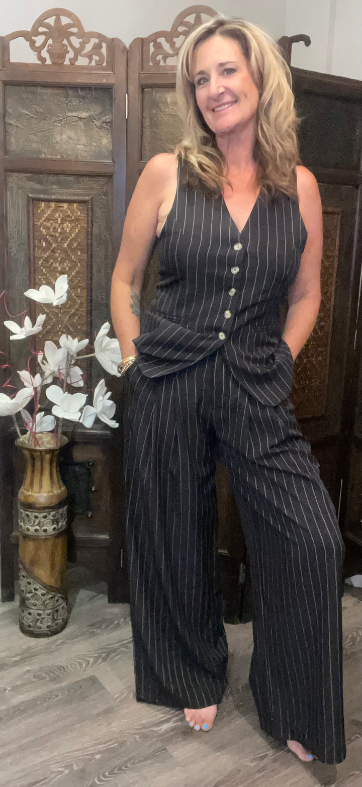 Pants, Pinstriped Front Pleat