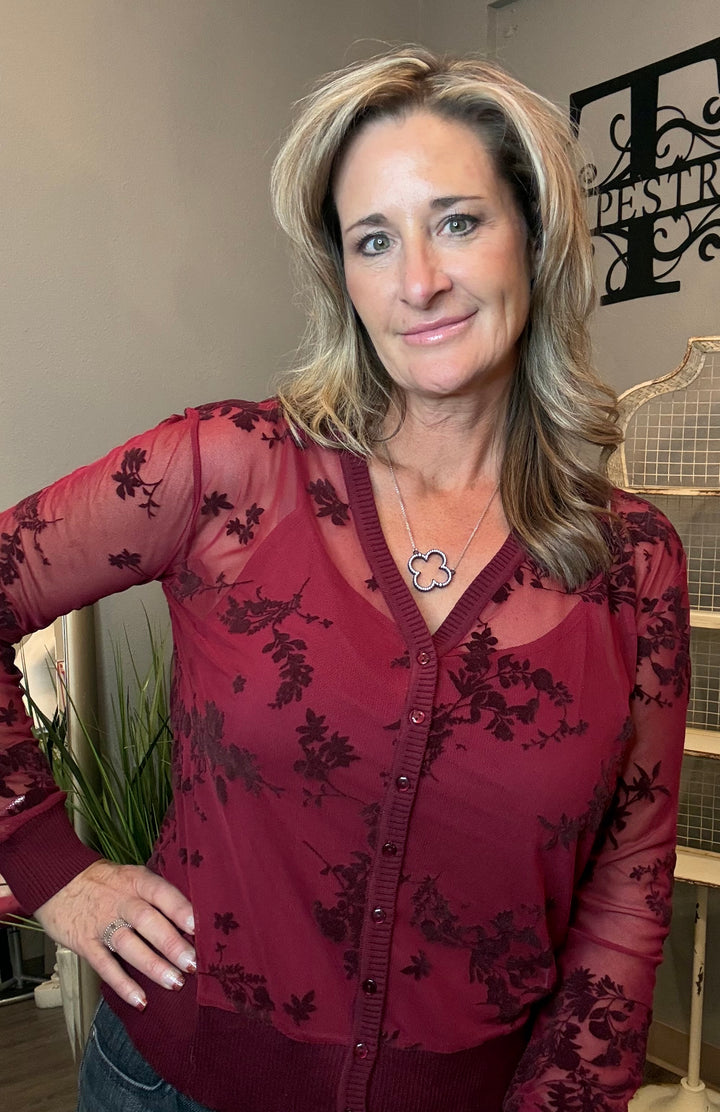 Tops, Mesh Cardigan 2 piece Set