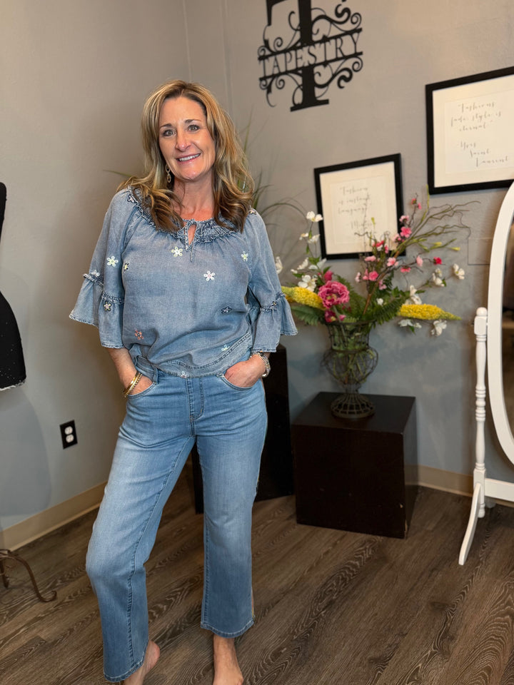 Pants, Pull on Straight Ankle Side Detail