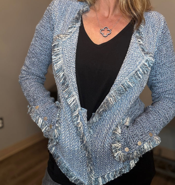 Outerwear, Deconstructed Knit Tweed Jacket