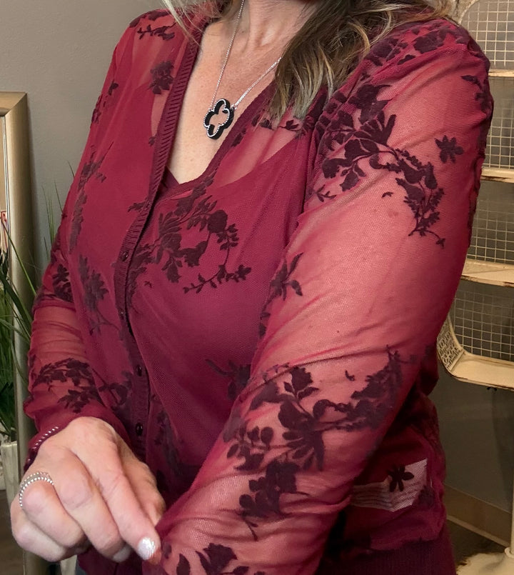 Tops, Mesh Cardigan 2 piece Set