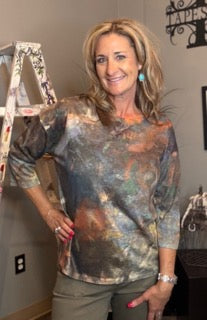 Tops, Vneck 3/4 Sleeve Hedy