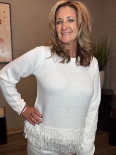 Tops, Crew Neck w/Fringe Bottom CB