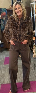 Outerwear, Faux Fur Leopard Crop