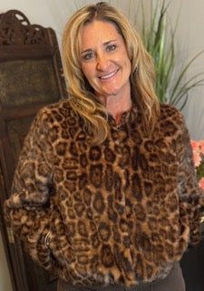 Outerwear, Faux Fur Leopard Crop