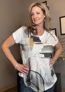 Tops, V-neck Shortsleeve tunic