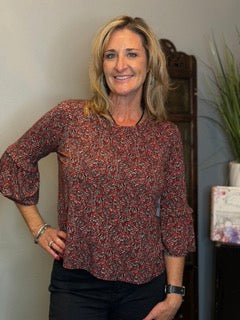 Tops, Jewel Neck Flare Sleeved Blouse