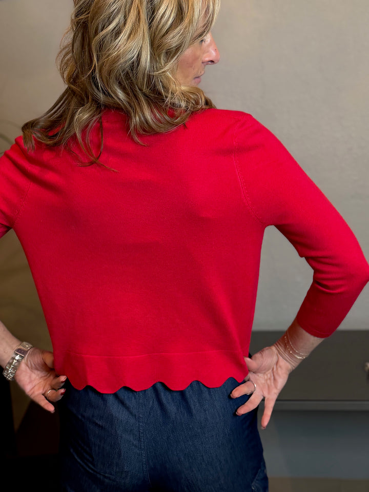 Tops, Scallop Trim Short Cardigan
