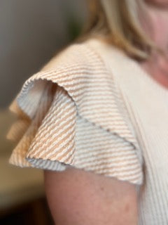 Tops, Ribbed Flutter Sleeve KH