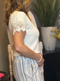 Tops, Soft ribbed with Crotchet Sleeve