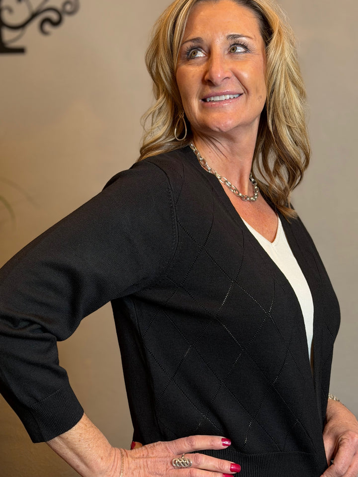 Tops, Diamond Pattern Short Cardigan