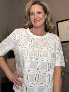 Tops, Eyelet Short Sleeve