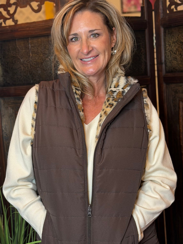 Outerwear, Reversible Leopard Vest