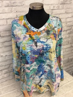 Tops, Burnout V-neck Sublimation