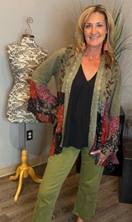 Tops, Embroidered Long Kimono